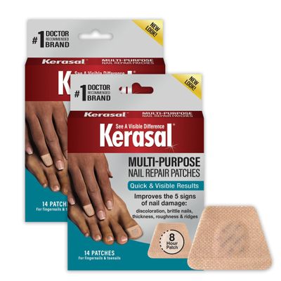 Kerasal Multi-Purpose Nail Repair Patches - 14 Count Twin Pack - Kerasal Nail Repair for Damage, 8-Hour Treatment Restores Healthy Appearance (Packaging May Vary)