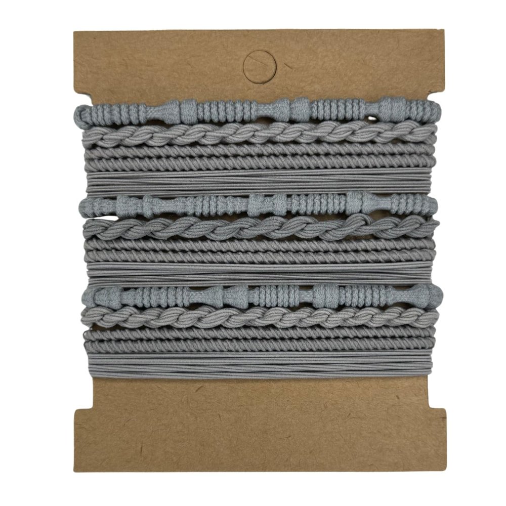 Elm City Direct 12pcs Hair Tie Bracelets, Boho Hair Ties for Women, Elastic Hair Bands for Ponytails (Gray)