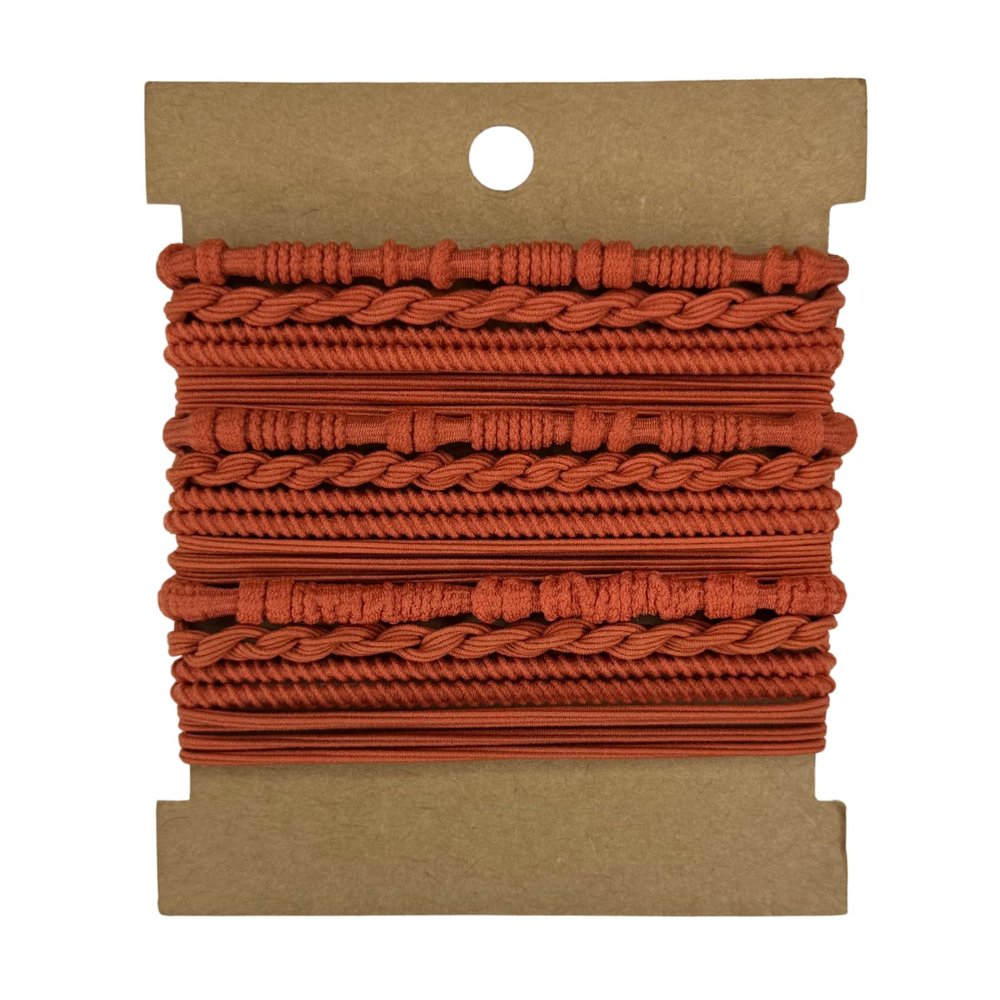 12pcs Boho Elastic Hair Bands - Women's Orange Ponytail Ties