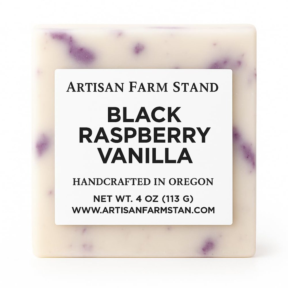 Artisan Farm Stand Black Raspberry Vanilla Soap, 4 Ounce (Pack of 1), Cream with Spots of Purple