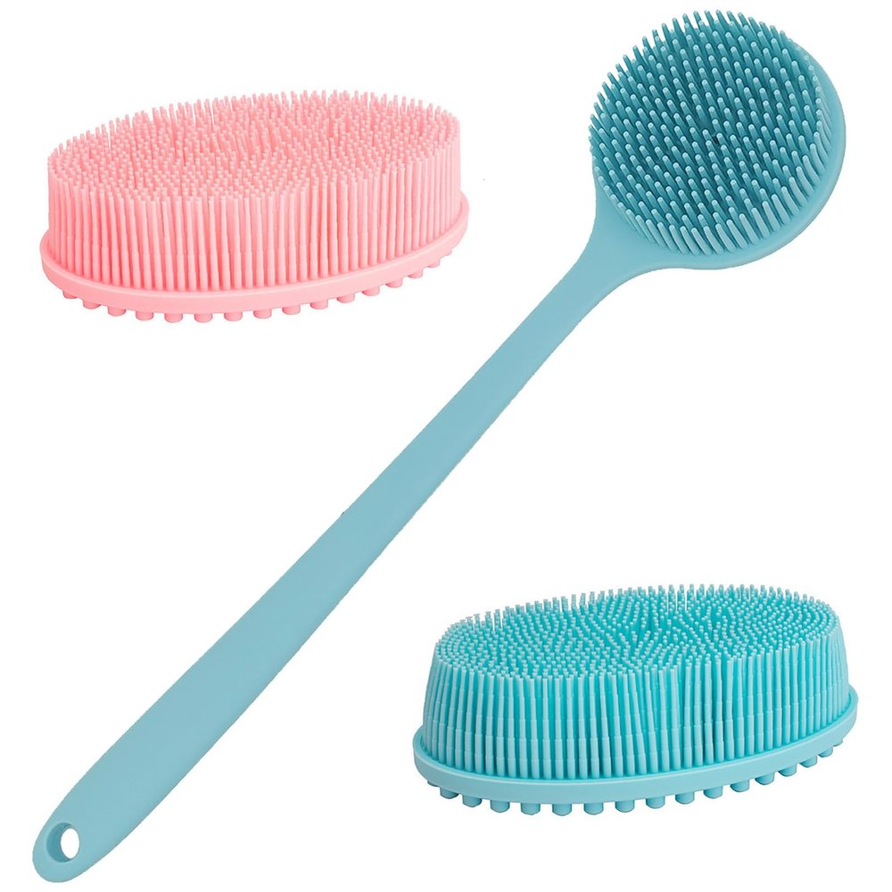 DNC Soft Silicone Body Scrubber 2 Pack and Silicone Back Scrubber for Shower