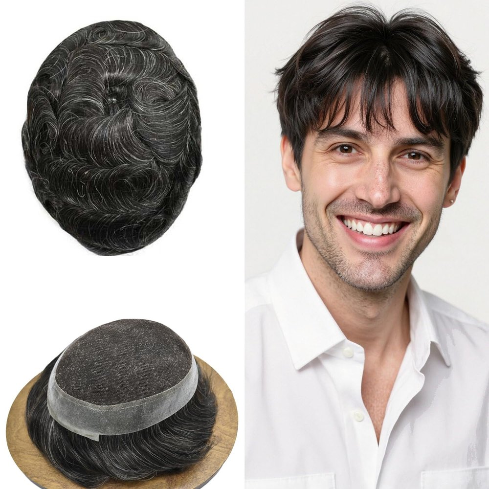 Right Hair Toupee For Men Hair Systems Lace Hairpieces Natural Looking Mens Toupee Human Hair System For Mens Hair Piece Unit 7X9