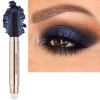 2 in 1 Eyeshadow Stick and Sponge Makeup Brush, Smooth Cream Shimmer Shadow Pencil Long Lasting Waterproof Eye Shadow pen Highlighter Eye Liner, Multi-Dimensional eyes Look (Black Shimmer #18) view 1