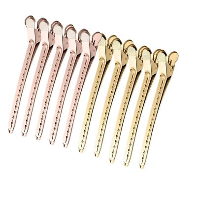 hair clips 5/10Pcs Crocodile Leather Hairpin, Duck Bill Hairpin, Rust-proof Metal Hairpin, With Holes, For Curly Hair Style Partition Clip claw clips (Color : 10pcs Gold Rose)