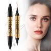 3D Four-Tip Eyebrow Pen & Eyeliner Duo - Waterproof, Long-Lasting, Smudge-Proof, Easy to Use for Perfect Brows and Defined Eyes - Dark Brown Eyebrow Pencil & Black Eyeliner view 1