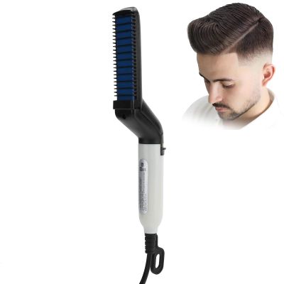 Agatige Beard Straightener Comb, Fast Heating Multifunctional Electric Hair Comb Portable Beard Brush Styler for Men Women Home Travel Use(US)