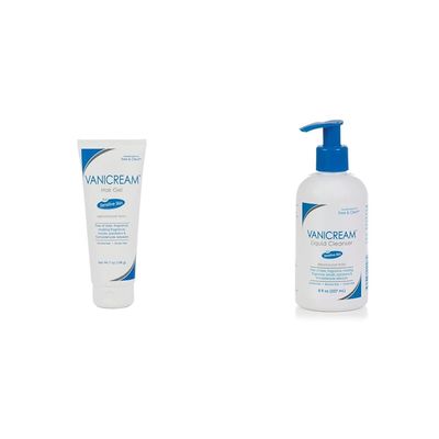 Vanicream Sensitive Skin Hair Gel 7 Oz and Facial Cleanser 8 Oz Bundle