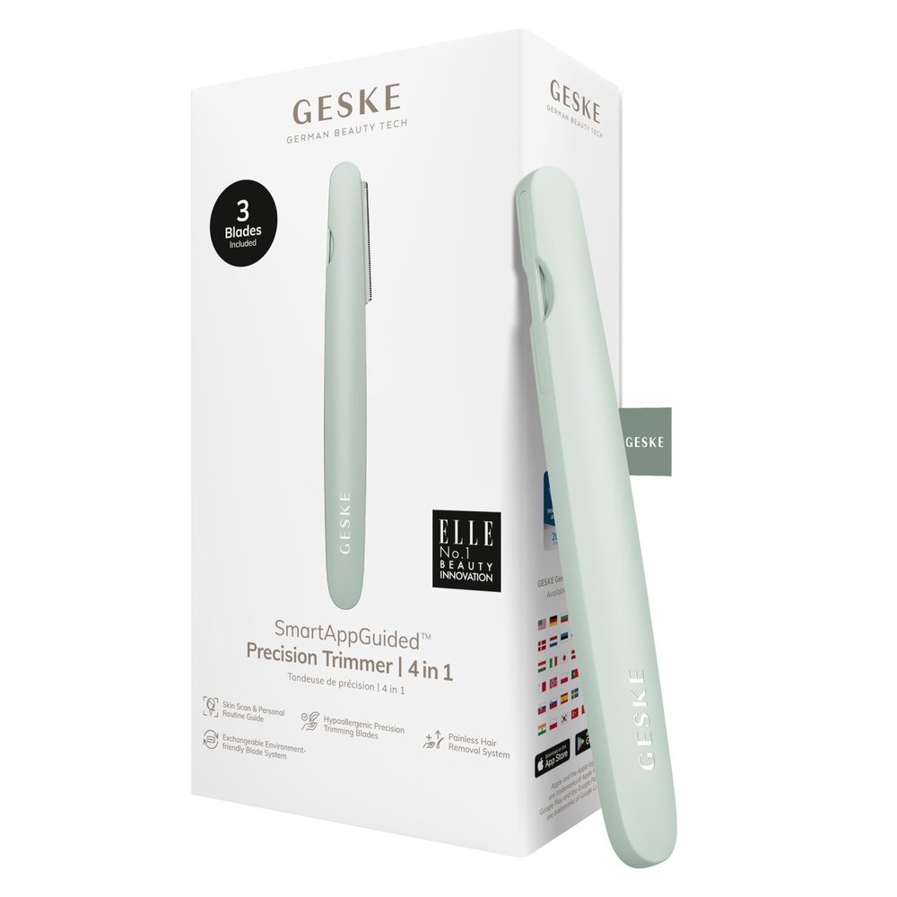GESKE Precision Trimmer | 4 in 1 | Painless, Hygienic Hair Remover | Precise Hair Trimmer Tool | Face & Body | Men & Women | Grooming Device | Hypoallergenic, Easy-to-exchange Blades | All Skin Types