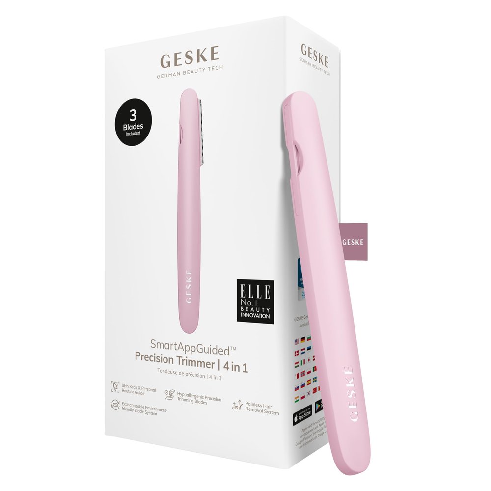 GESKE Precision Trimmer | 4 in 1 | Painless, Hygienic Hair Remover | Precise Hair Trimmer Tool | Face & Body | Men & Women | Grooming Device | Hypoallergenic, Easy-to-exchange Blades | All Skin Types