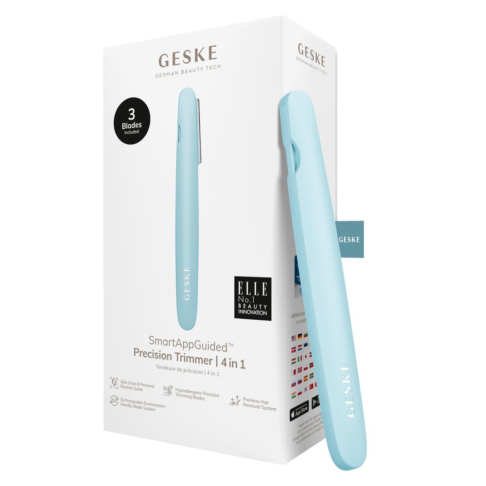 GESKE Precision Trimmer | 4 in 1 | Painless, Hygienic Hair Remover | Precise Hair Trimmer Tool | Face & Body | Men & Women | Grooming Device | Hypoallergenic, Easy-to-exchange Blades | All Skin Types