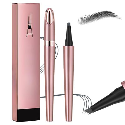 2024 New Magic Eyebrow Pencil, 3D Waterproof Microblading Eyebrow Pencil Contouring Pen, 4 Tip Microblade Eyebrow Pen, Natural Long-Lasting Fine Stroke Microblading Eyebrow Pencil (Gray)