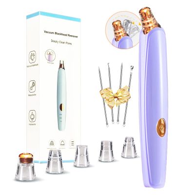 Blackhead Remover Pore Vacuum Cleaner - Upgraded Facial Pore Cleaner - Electric USB Pore Vacuum with 5 Probes - Upgraded Blackhead Suction Tool - Blackhead Remover Kit (Purple)
