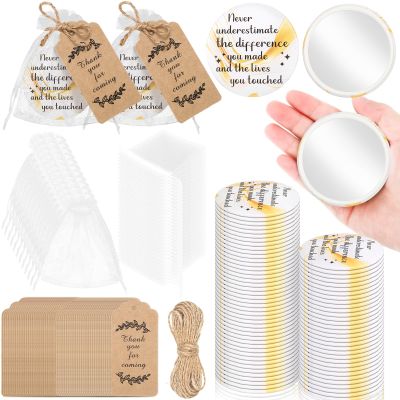 50 Sets 2.76" Inspirational Compact Pocket Mirrors Bulk Operation Christmas Bulk Appreciation Gifts Small Purse Makeup Mirror Souvenir Bag for Stuffer Items Women Quinceanera Employee(Gold and White)