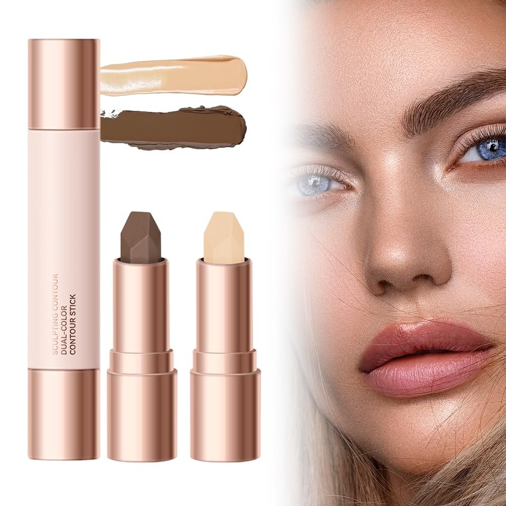 No Limits Cream Bronzer Stick, 2024 Upgrade 2 In 1 Double Ends Matte Contour Stick, Natural Matte Cream Bronzer and Contour Stick Lasting Creamy Sculpting Double Headed Makeup Contour Stick (02)
