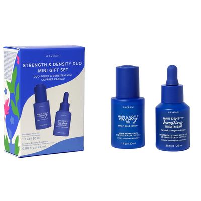 AAVRANI Mini Strengthening Hair Oil & Hair Growth Scalp Serum Gift Set - With Turmeric & Rosemary for Fuller Hair - Vegan, Travel Size