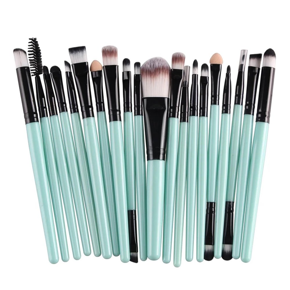 SBTRKT 20Pcs Makeup Brush Set Beauty Makeup Concealer Brush Blush Loose Powder Brush Highlighter Foundation Eye Shadow Brush Tools (Color : Green Black)