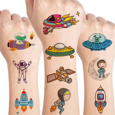 UVUXO Outer Space Temporary Tattoo for kids - 98 Styles Temporary for Girls Boy Body Arm Shoulder Cute Tattoos Stickers, Birthday Party Supplies Gifts for Kids