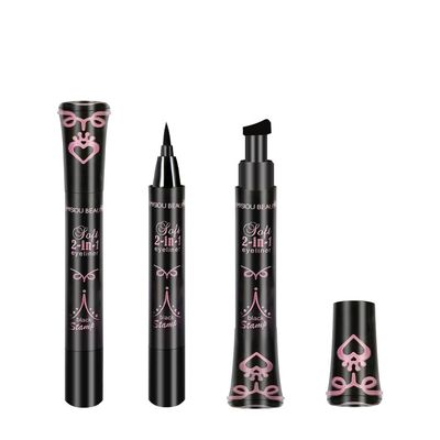 Double-headed seal eyeliner waterproof and non-smudging novice waterproof and sweat-proof eyeliner (Black 2)