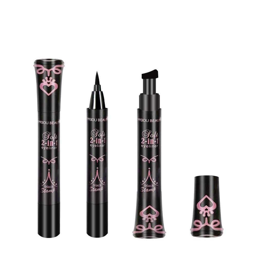 Double-headed seal eyeliner waterproof and non-smudging novice waterproof and sweat-proof eyeliner (Black 2)