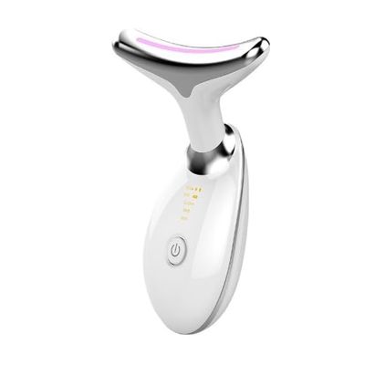 7 Color Facial and Neck Massager, Multifunctional Facial Skin Care Tool, Face Neck Massager for Daily Skin Care Routine, White