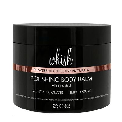 Whish Polishing Body Balm - Bakuchiol, Antioxidant-Rich, Detoxifying Charcoal, Natural Exfoliants, Jasmine & Freesia Scent, 8oz