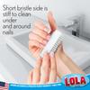 LOLA Classic Hand & Nail Brush, 2 Sided - 3 Pack, Soft & Stiff, Long-Lasting, Comfortable No-Slip Grip, Cleans Hands & Fingernails, White view 3