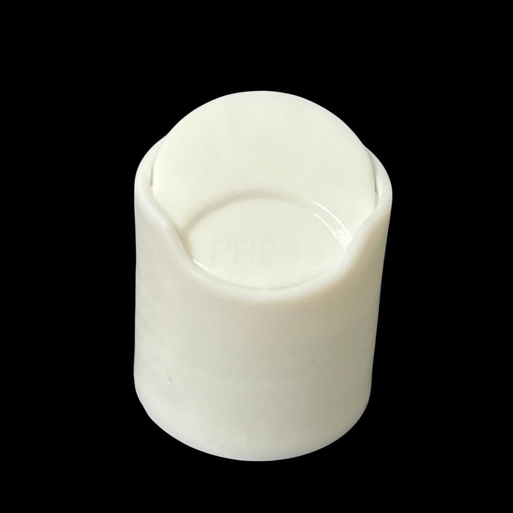 100 Pack White PP Plastic 24-410 Smooth Skirt Disc Top Caps - Durable Dispensing Lids for Shampoo, Lotion, Conditioners & Creams