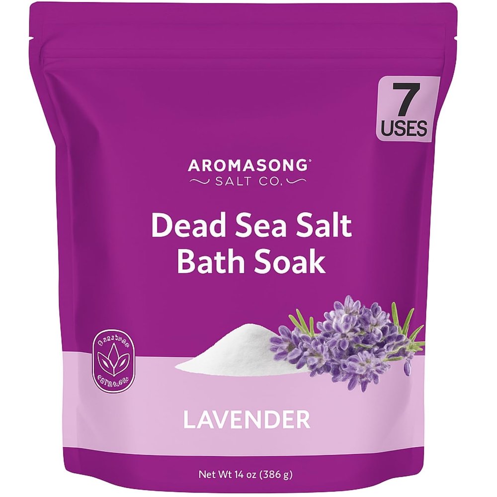Aromasong Dead Sea Salt for Soaking with Natural Lavender Essential Oil  14 Oz. Spa Bath Salt Fine Grain 7 Uses Per Pack - for Body Wash Scrub - Soak for Women & Men for Tired Muscles & Skin Issues