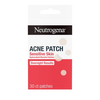 Neutrogena Sensitive Skin Blemish Patches, Acne Patches for Sensitive Skin, Hydrocolloid Treatment Visibly Shrinks Pimples Overnight, 2 Sizes, 30 Count