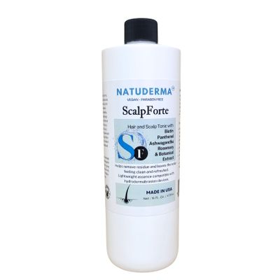Natuderma Scalpforte Hair and Scalp Tonic with Biotin & Panthenol for Thicker-Looking Hair, Serum for Hydrodermabrasion Machine to Cleanse, Hydrate and Moisturize the Scalp (16 Oz)