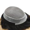 Curve Hair Toupee for Men Human Hair Piece Unit Fine Mono Mens Hair System Clear Poly Skin Around Mens Toupee Hairpieces 8"X10" #1B20 Off Black/Natural Black+20% Gray-110% Light to Medium Density view 3