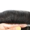 Curve Hair Toupee for Men Human Hair Piece Unit Fine Mono Mens Hair System Clear Poly Skin Around Mens Toupee Hairpieces 8"X10" #1B20 Off Black/Natural Black+20% Gray-110% Light to Medium Density view 4