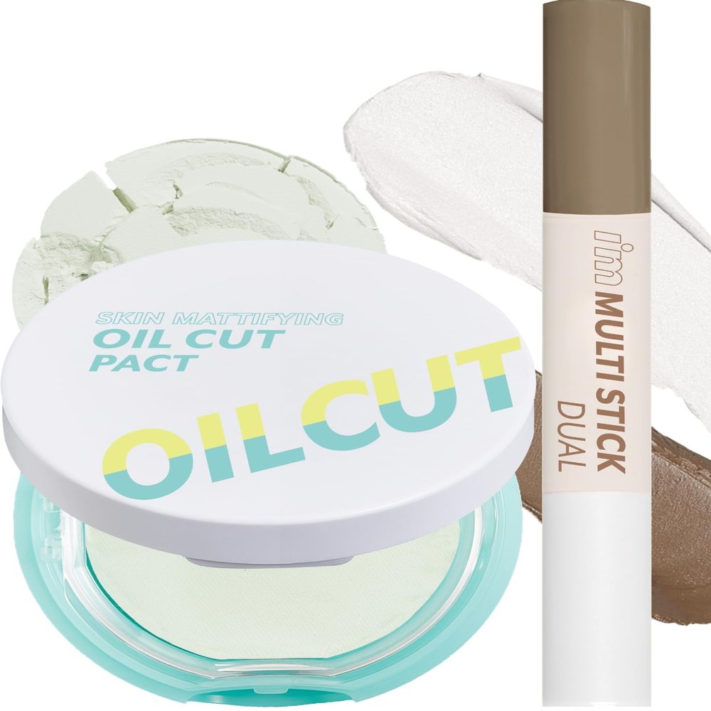 I'm Meme Compact - Oil Cut Pact, 0.34 Oz + I'm Multi Stick Dual 002 Cool Contouring Bundle