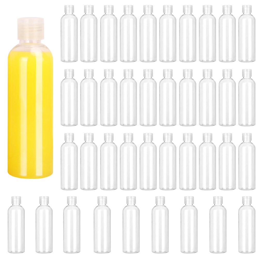 KUKLIPJIM 40 Pack 7 oz Plastic Bottles with Caps, Clear Flip Top Empty Bottles, Cosmetic Containers for Lotion and Shampoo, Travel-Friendly Bottles, BPA-Free for Liquids and Personal Care?200ml