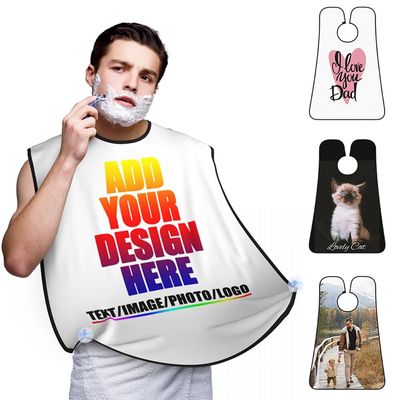 Custom Beard Bibs Apron Personalized Beard Hair Catcher Add Photo Picture Text Waterproof Beard Shave Cape for Shaving Trimming for Birthday Father's Day Gifts Yellow