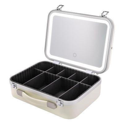 DNYSYSJ Makeup Train Case, Cosmetic Organizer Box, Makeup Case with Lights and Mirror, Makeup Case with Customized Dividers, Large Makeup Artist Organizer Kit