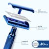 ZOMCHI Double Edge Safety Razor for Men with Stand, [New Version 2.0 ] Reusable Metal Razor with 10 Double Edge Blades, Single Blade Razors for Men & Women  Noble Blue view 3