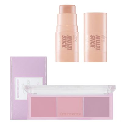 I'm Meme Highlighter Stick for Face - I'm Multi-stick 001 Champagne Gold, 0.25 Oz + Palette - Afternoon Tea Blusher Blossom Tea Blended, 0.4oz Bundle
