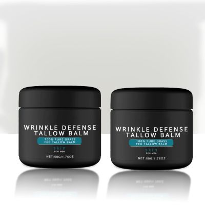 Wrinkle Defence Tallows Balm,Natural Beef Tallows Face Moisturizer,Mens Antiwrinkle&Antiaging Day and Night Cream,Skin Care for Men,Reduce Fine Lines & Wrinkles,Perfect Father's Day Gifts (2pc)