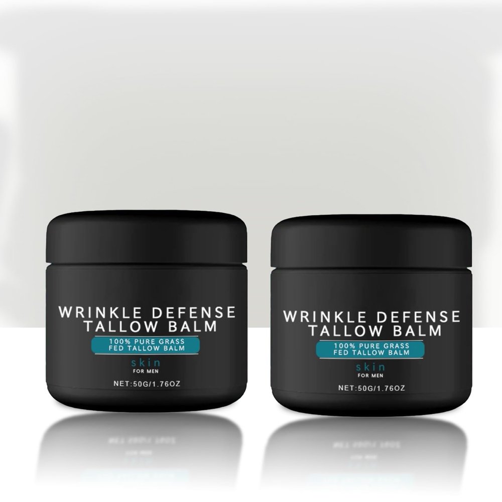 Wrinkle Defence Tallows Balm,Natural Beef Tallows Face Moisturizer,Mens Antiwrinkle&Antiaging Day and Night Cream,Skin Care for Men,Reduce Fine Lines & Wrinkles,Perfect Father's Day Gifts (2pc)