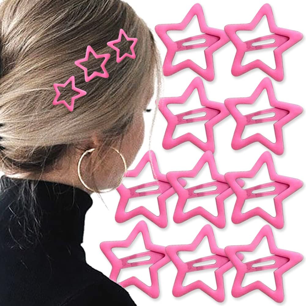 10 Pcs Pink Star Small Hair Clips for Girls Kawaii Hair Accessories for Women Y2k Hair Barrettes Non Slip Clips for Metal Star Hair Clips Y2K Accessories Claw Clips for Thick Hair