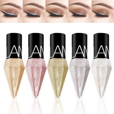 ARCHIDATE Glitter Diamond Eyeliner Set, 5 Colors Shimmer Eyeliner Long Lasting Waterproof Smudge Proof, Quick Drying, High Pigment Shiny Sparkle Glitter Ultra Fine Tip Eye Liner for Women Girl