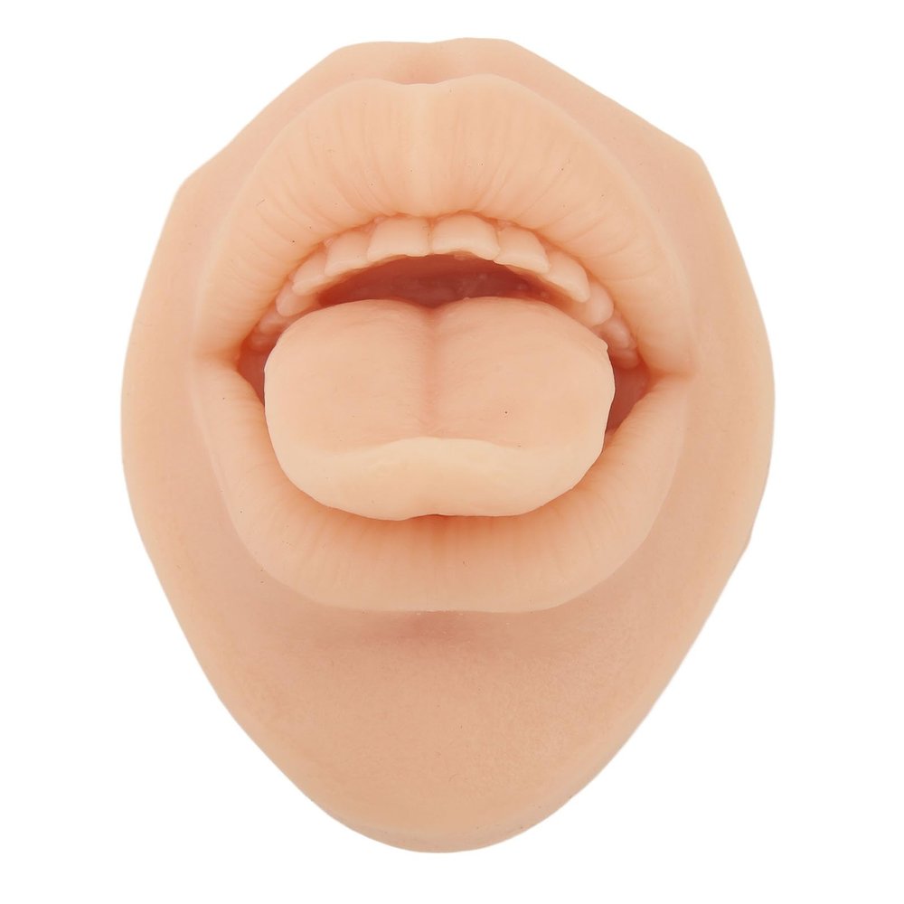3D Simulation Silicone Tongue Mouth Model, Soft Reusable Practice Tool for Beginners, Tongue Piercing Jewelry Display, Silicone Tongue Study Body Practice Accessories