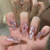 ZIIVIEVS Ribbon Bow Phototherapy Nail Enhancement Tablets, Temperament Halo Dye, Long Trapezoidal Handmade Wearing Armor (Size : L) view 1