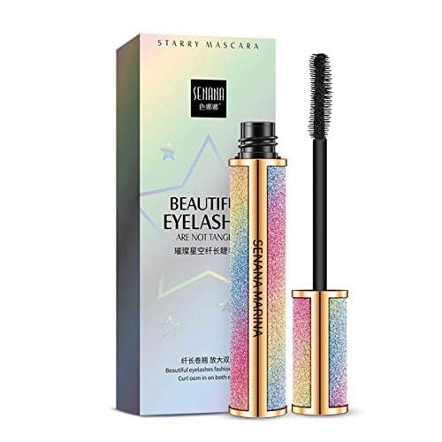 4d Silk Fiber Lash Mascara, SENANA MARINA Mascara - Waterproof Mascara - Sky High Mascara Black Volume and Length Lengthening No Clumping (Black, 1 Pack)