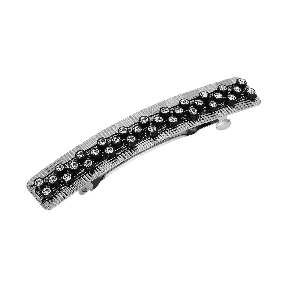 1928 Jewelry Dual Grid Multi Crystal 3.68 Inch Hair Barrette Clip For Women, (1 Pcs)
