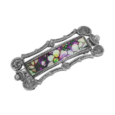 1928 Jewelry Multicolor Floral Antiqued 2.66 Inch Hair Barrette Clip For Women, (1 Pcs)