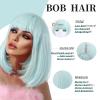 SUKRI Green Bob Wig With Bangs Short Mint Green Bob Wigs for Women Straight Bangs Wig 12Inch Heat Resistant Synthetic Hair Natural Looking For Daily Party Use view 4