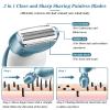 Electric Razors for Women for Legs Bikini Trimmer Electric Shaver for Women Underarm Public Hairs Rechargeable Womens Shaver Wet Dry Use Painless Cordless with Detachable Head (Blue) view 2