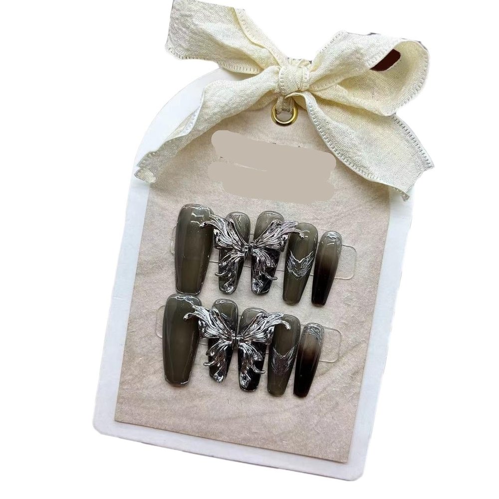 Handmade Wearing Armor with Metal Butterfly Wings, Long and Personalized, Elegant Style, Detachable Fake Nails (Size : XS)